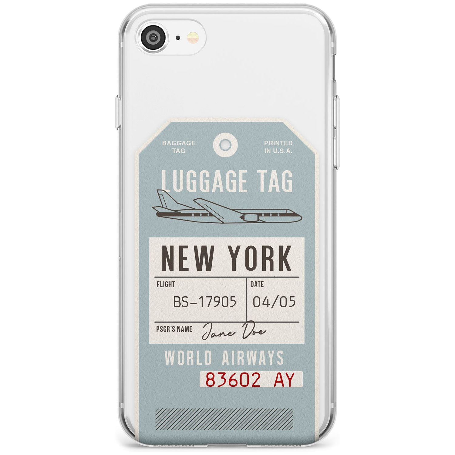Custom Vintage USA Luggage Tag Black Impact Phone Case for iPhone SE 8 7 Plus