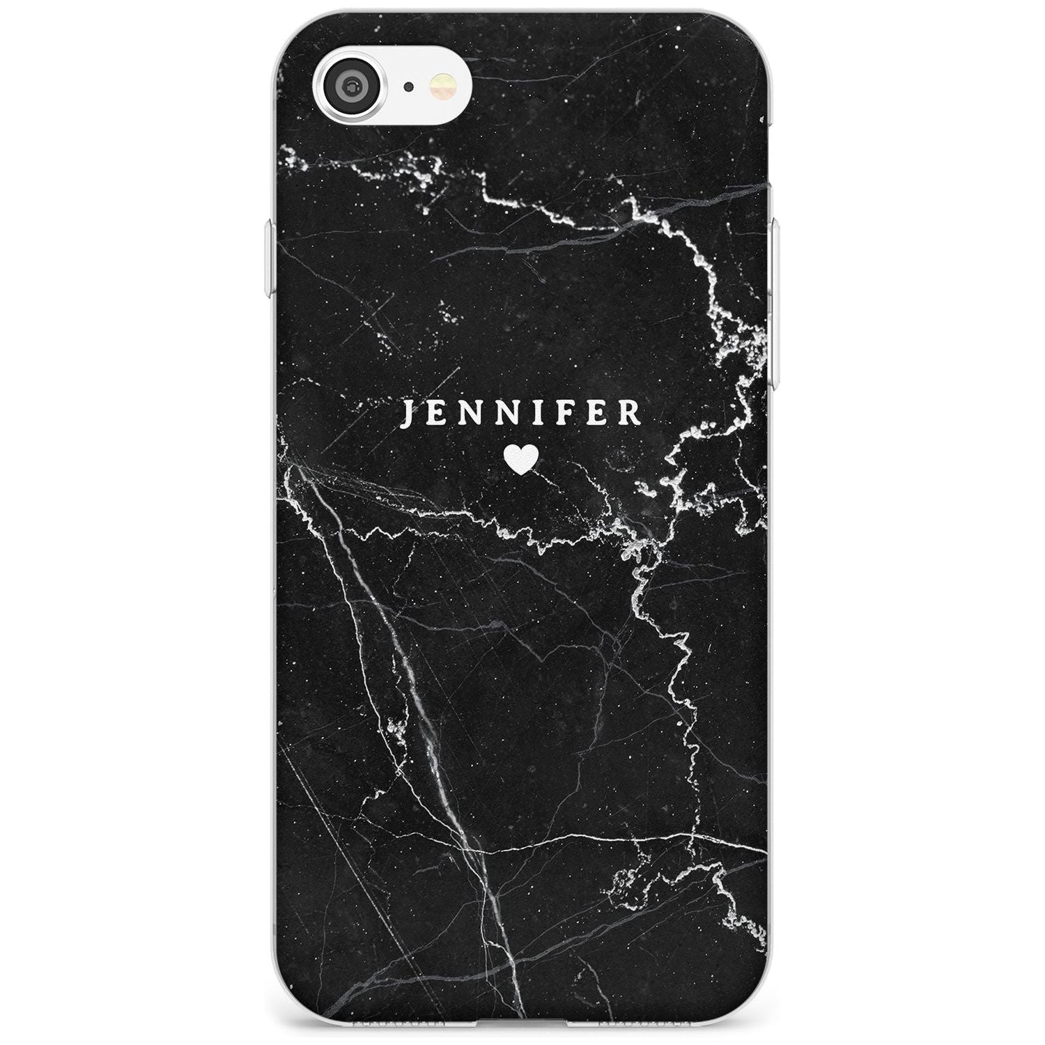 Personalised Black Marble Black Impact Phone Case for iPhone SE 8 7 Plus