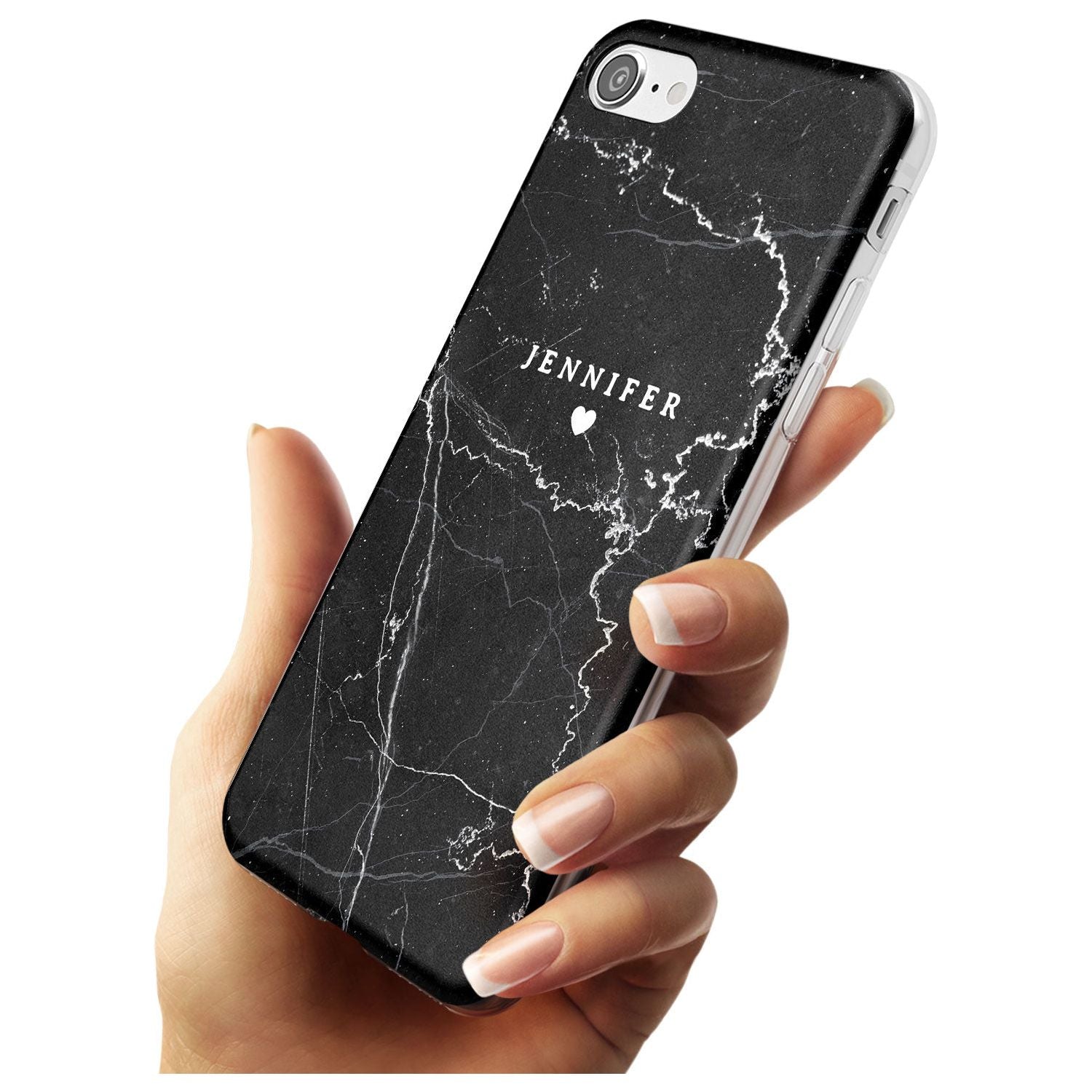Personalised Black Marble Black Impact Phone Case for iPhone SE 8 7 Plus