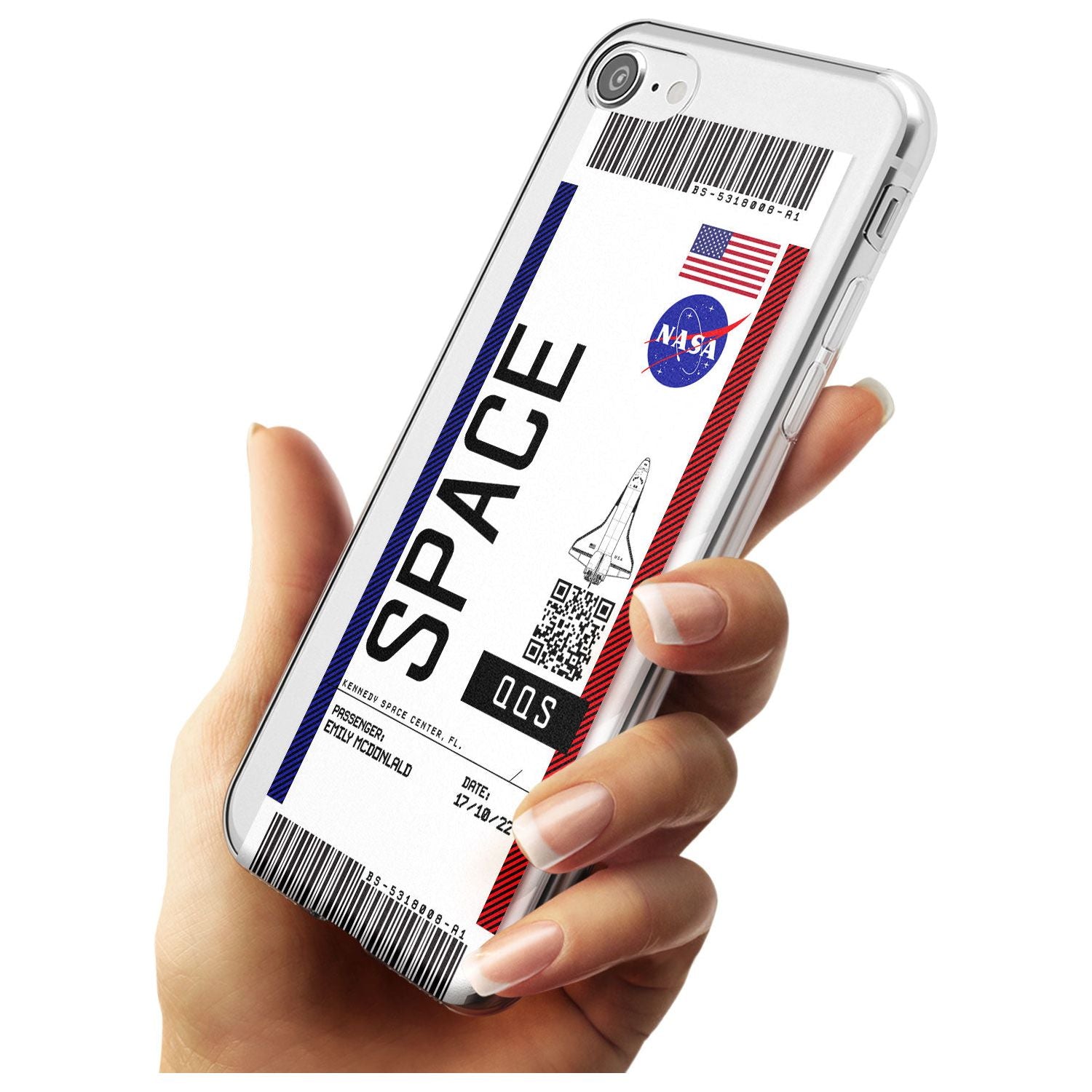 Personalised NASA Boarding Pass (Light) Slim TPU Phone Case for iPhone SE 8 7 Plus