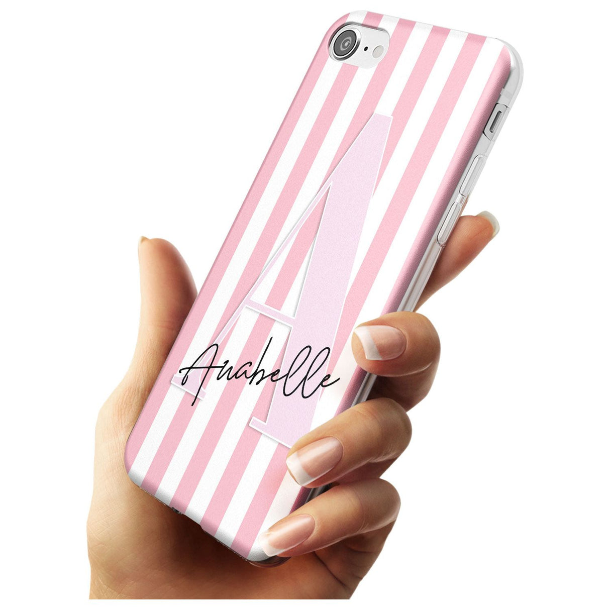 Pink Stripes & Large Monogram iPhone Case   Custom Phone Case - Case Warehouse