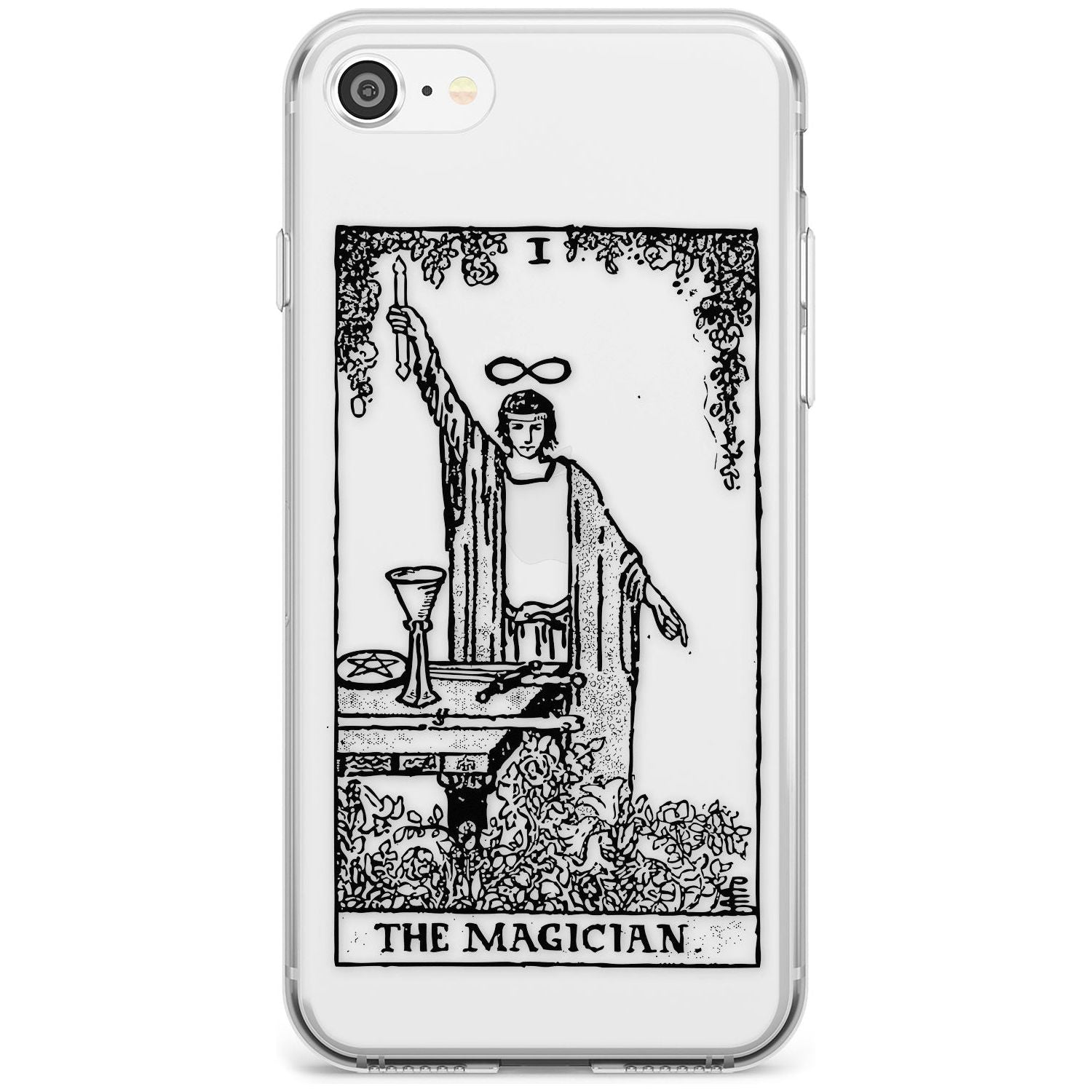 The Magician Tarot Card - Transparent Black Impact Phone Case for iPhone SE 8 7 Plus