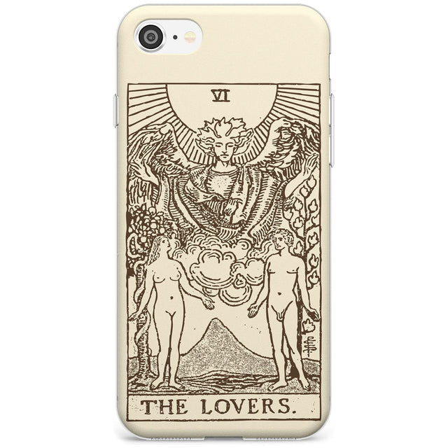 The Lovers Tarot Card - Solid Cream Black Impact Phone Case for iPhone SE 8 7 Plus