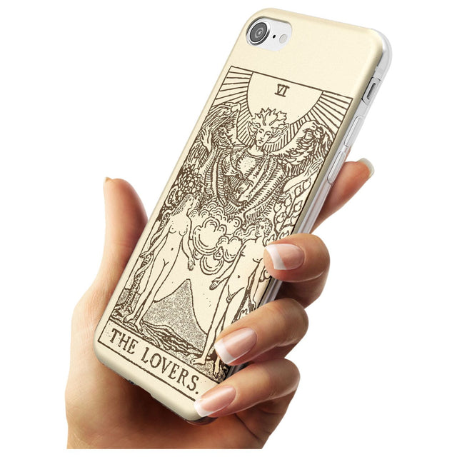 The Lovers Tarot Card - Solid Cream Black Impact Phone Case for iPhone SE 8 7 Plus