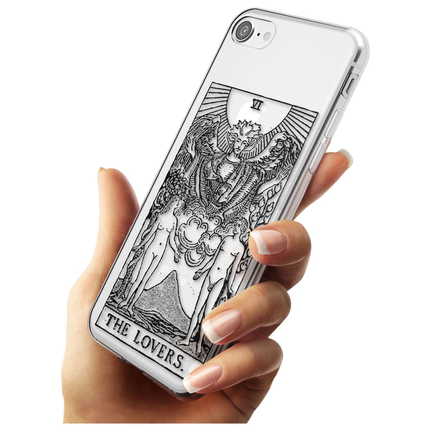 The Lovers Tarot Card - Transparent Black Impact Phone Case for iPhone SE 8 7 Plus