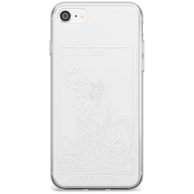 Strength Tarot Card - White Transparent Black Impact Phone Case for iPhone SE 8 7 Plus