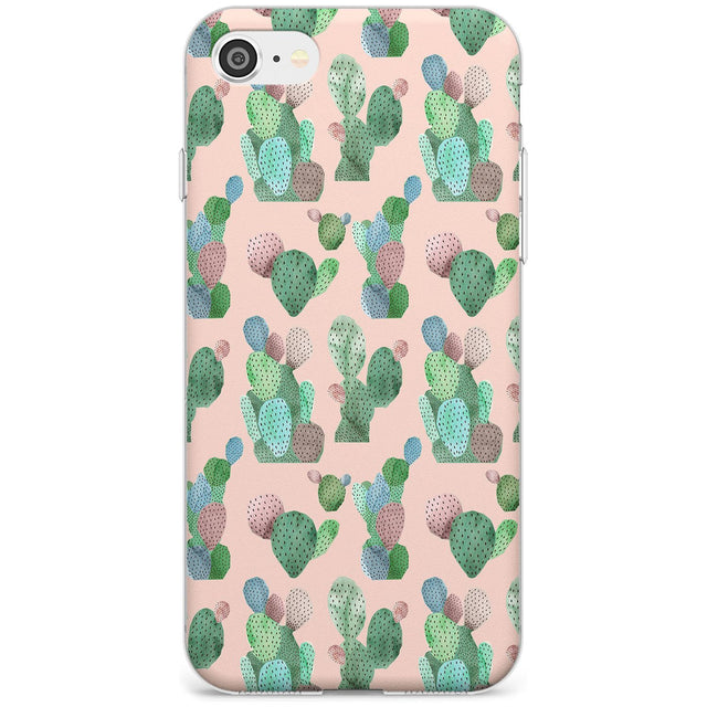 Pink Cactus Pattern Design Slim TPU Phone Case for iPhone SE 8 7 Plus