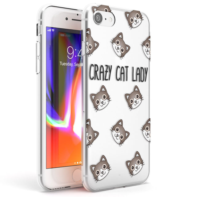 Crazy Cat Lady Phone Case iPhone 7/8 / Clear Case,iPhone SE / Clear Case Blanc Space
