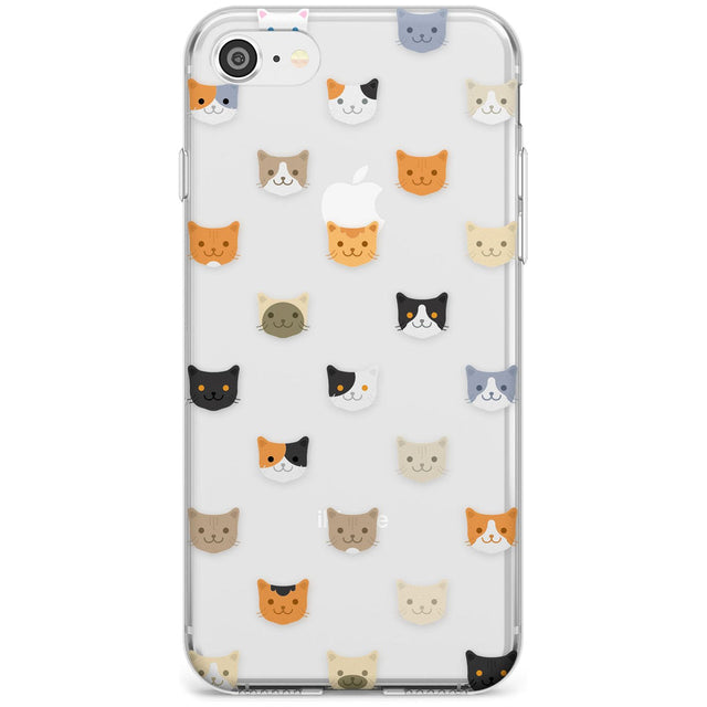 Cute Cat Face Transparent Phone Case iPhone 7/8 / Clear Case,iPhone SE / Clear Case Blanc Space