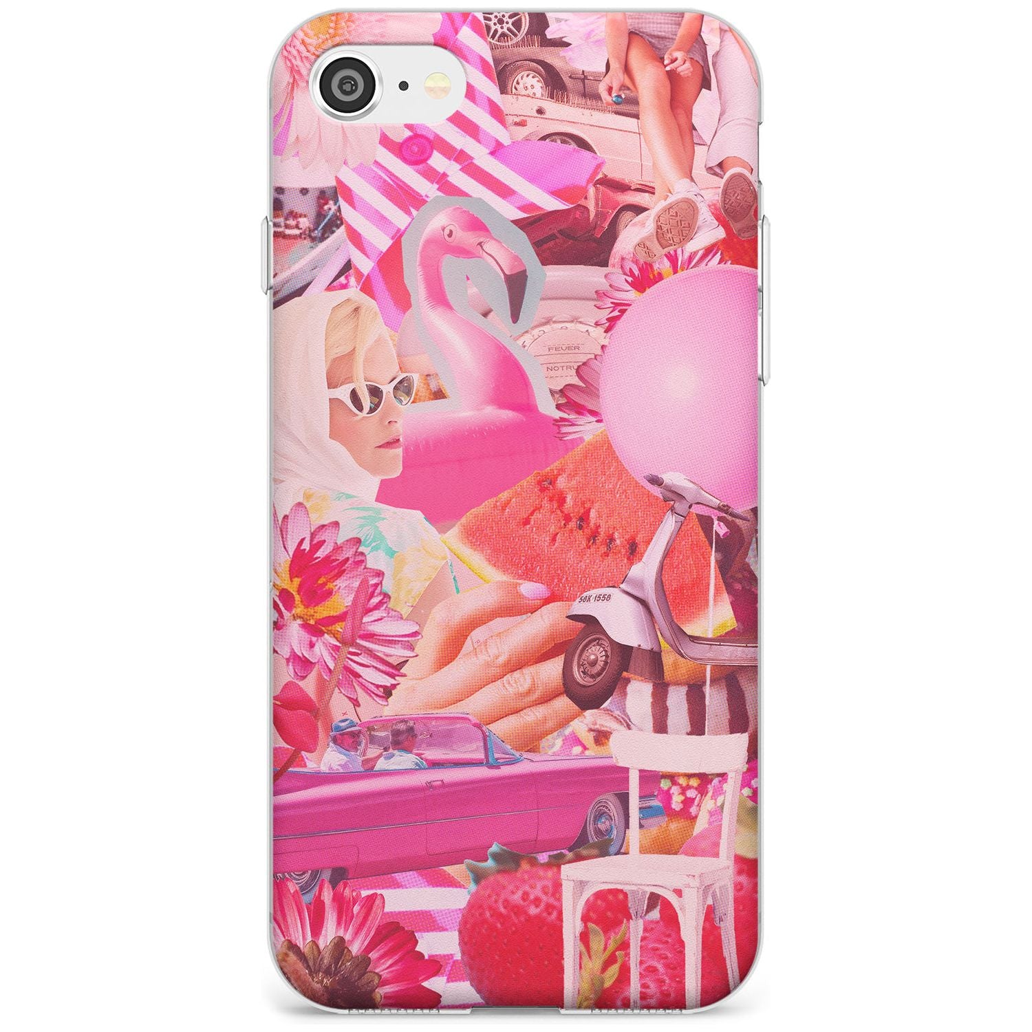 Vintage Collage: Pink Glamour Slim TPU Phone Case for iPhone SE 8 7 Plus