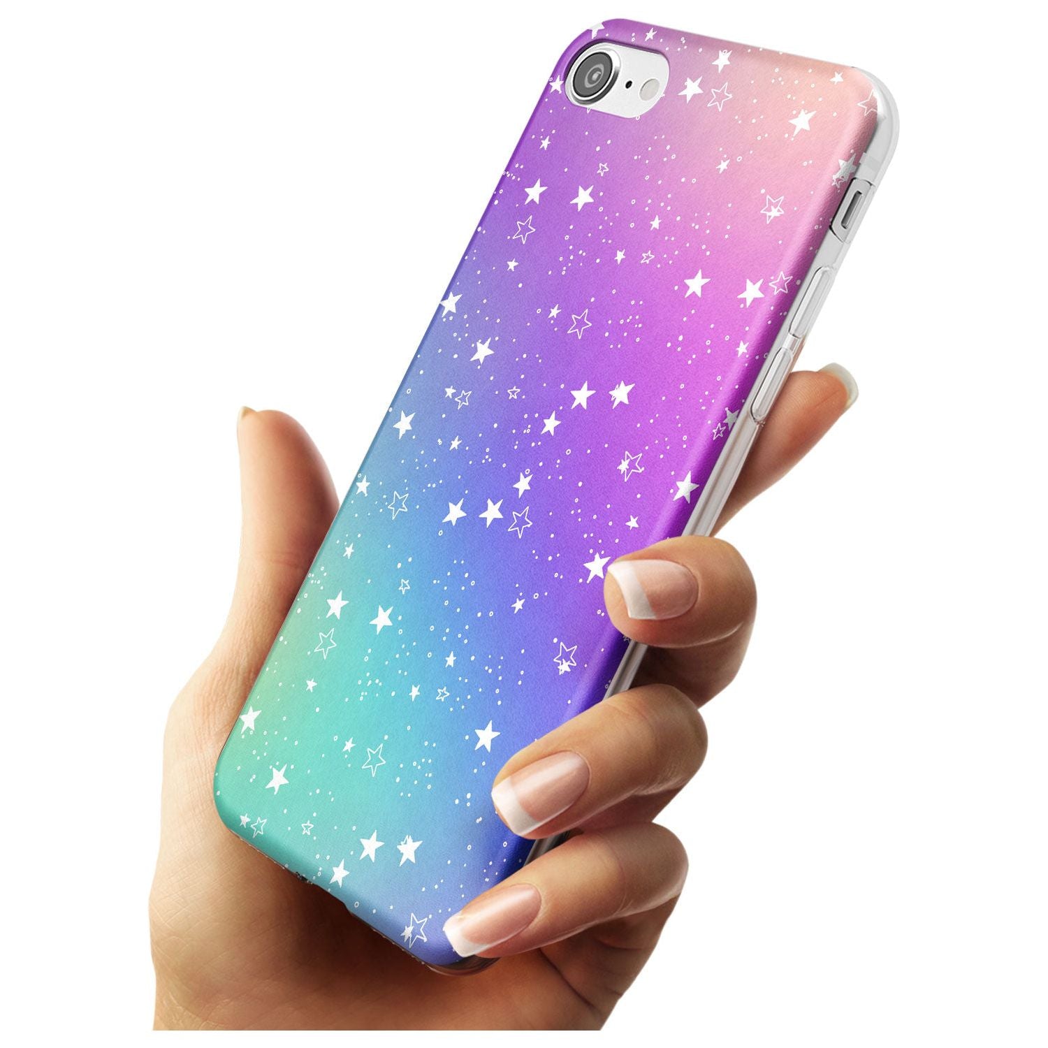 White Stars on Pastels Black Impact Phone Case for iPhone SE 8 7 Plus