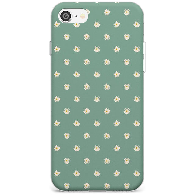 Daisy Pattern - Teal Cute Floral Daisy Design Black Impact Phone Case for iPhone SE 8 7 Plus