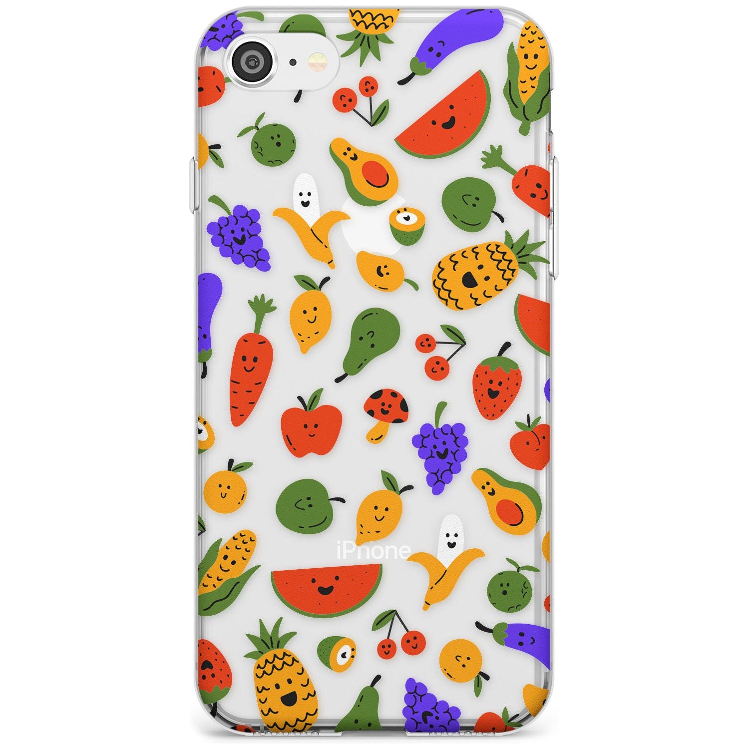 Mixed Kawaii Food Icons - Clear iPhone Case Slim TPU Phone Case Warehouse SE 8 7 Plus