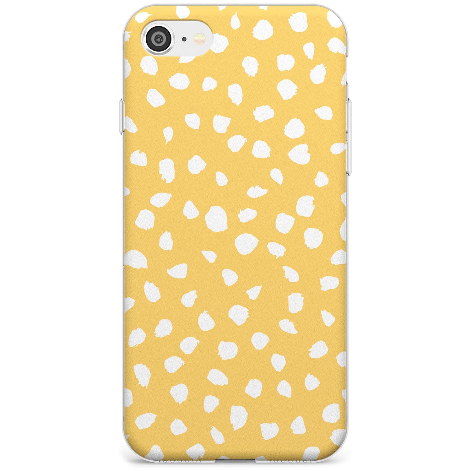 White on Yellow Dalmatian Polka Dot Spots Slim TPU Phone Case for iPhone SE 8 7 Plus