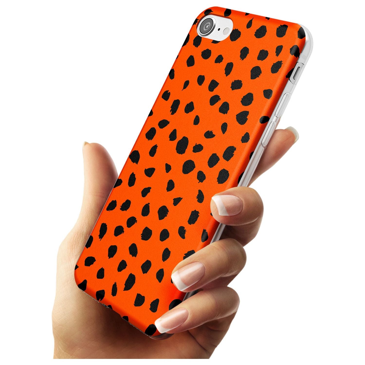 Black & Bright Red Dalmatian Polka Dot Spots Slim TPU Phone Case for iPhone SE 8 7 Plus