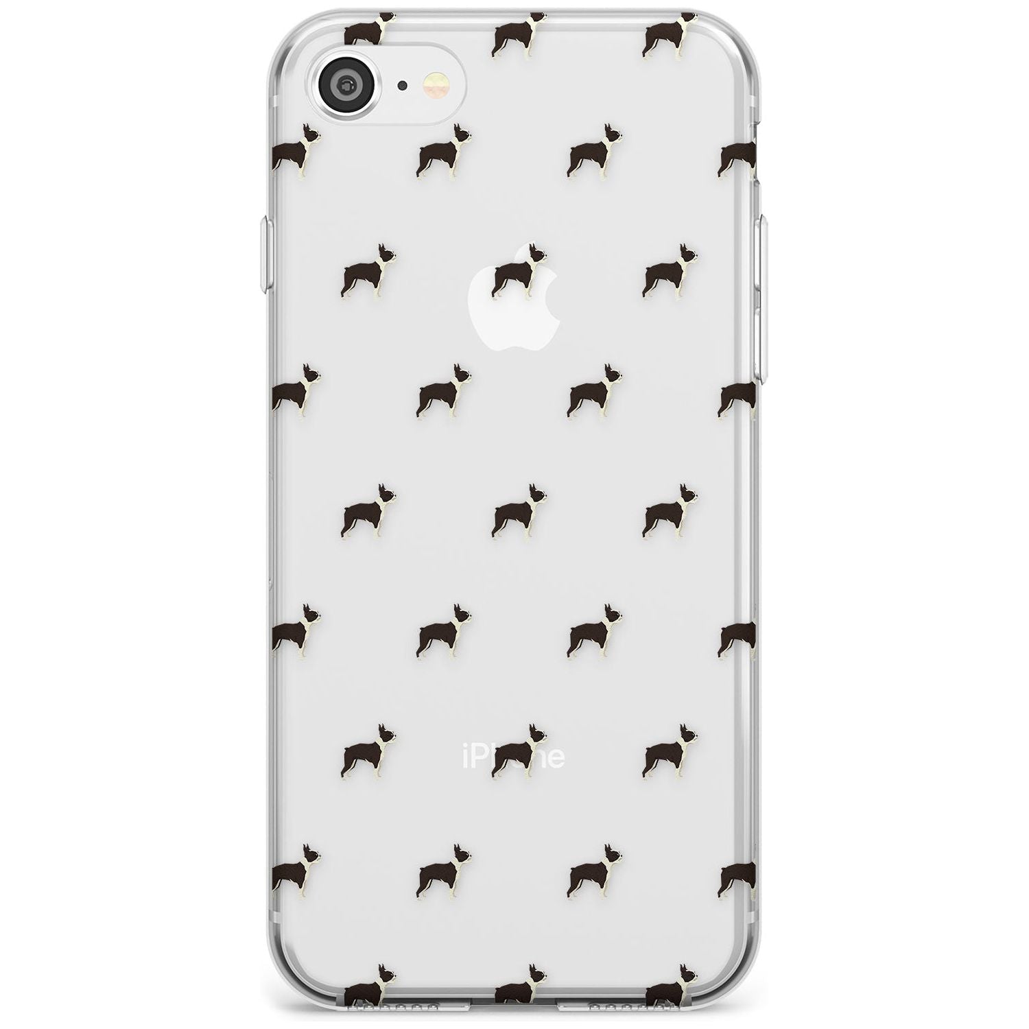 Boston Terrier Dog Pattern Clear Slim TPU Phone Case for iPhone SE 8 7 Plus