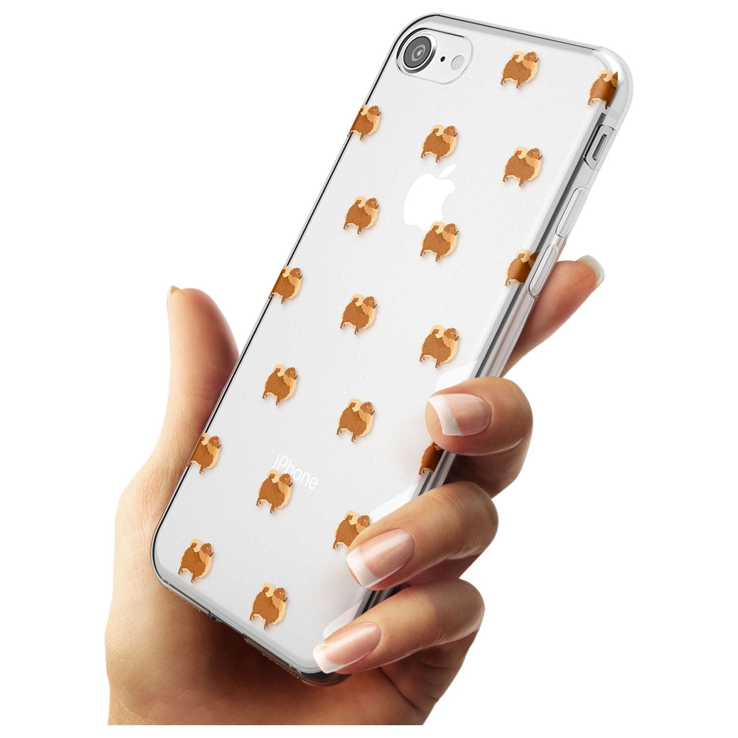 Pomeranian Dog Pattern Clear Slim TPU Phone Case for iPhone SE 8 7 Plus