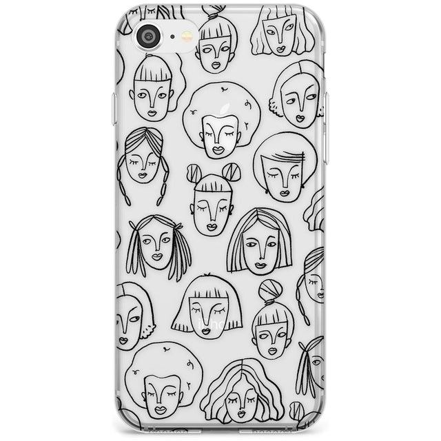 Girl Portrait Doodles Slim TPU Phone Case for iPhone SE 8 7 Plus
