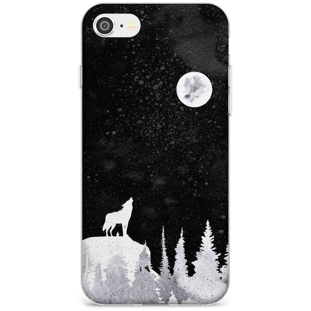 Moon Phases: Wolf & Full Moon Phone Case iPhone 7/8 / Clear Case,iPhone SE / Clear Case Blanc Space
