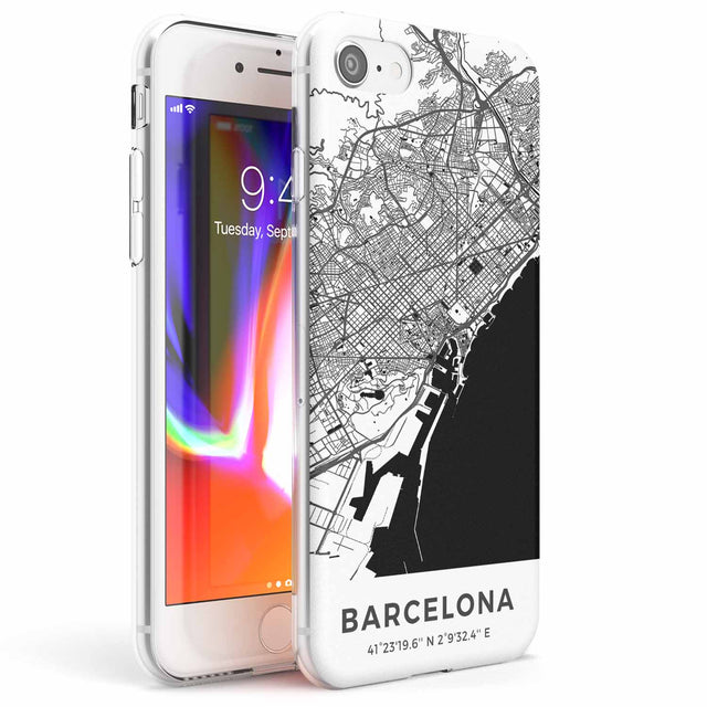 Map of Barcelona, Spain Phone Case iPhone 7/8 / Clear Case,iPhone SE / Clear Case Blanc Space