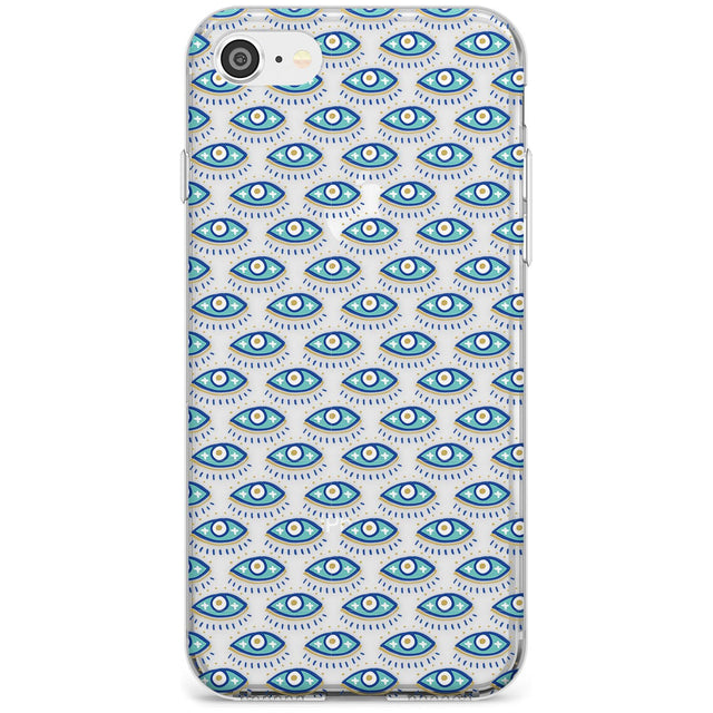 Eyes & Crosses (Clear) Psychedelic Eyes Pattern Slim TPU Phone Case for iPhone SE 8 7 Plus