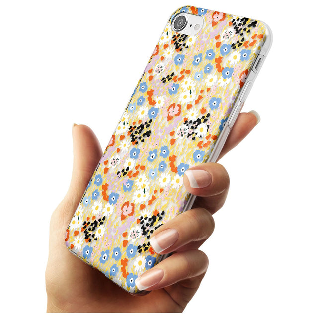 Busy Floral Mix: Transparent Black Impact Phone Case for iPhone SE 8 7 Plus