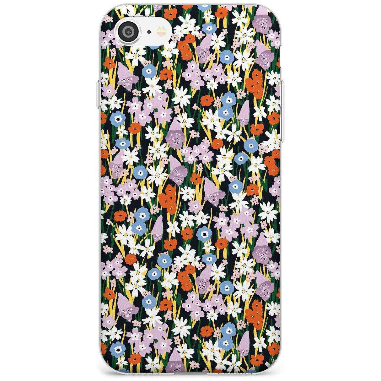 Energetic Floral Mix: Solid Black Impact Phone Case for iPhone SE 8 7 Plus