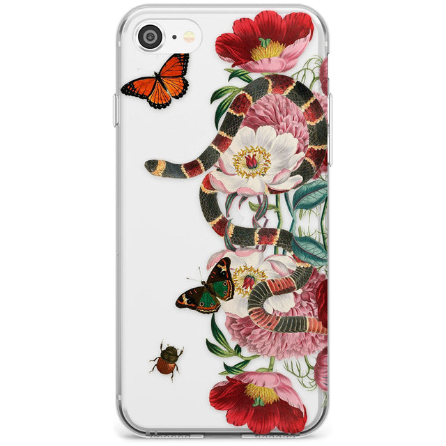 Floral Snake Black Impact Phone Case for iPhone SE 8 7 Plus