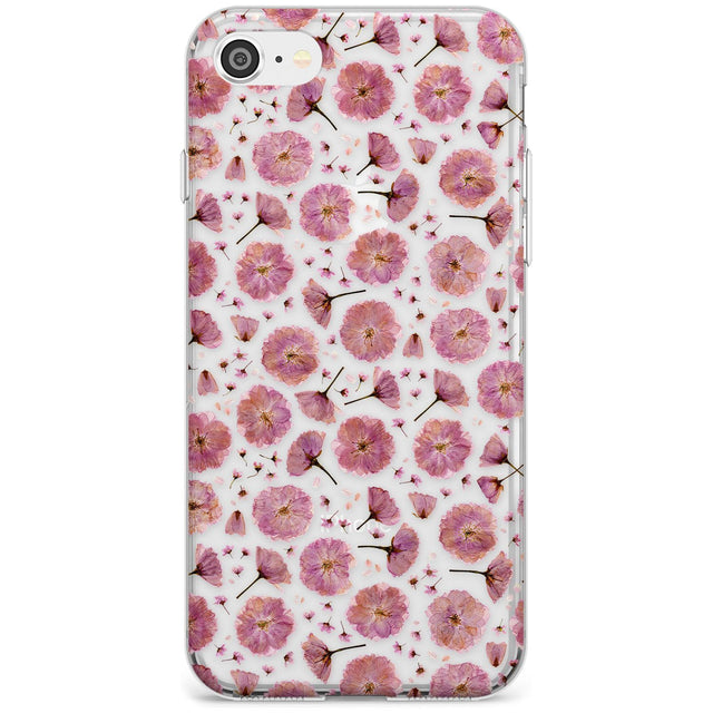 Pink Flowers & Blossoms Transparent Design Slim TPU Phone Case for iPhone SE 8 7 Plus
