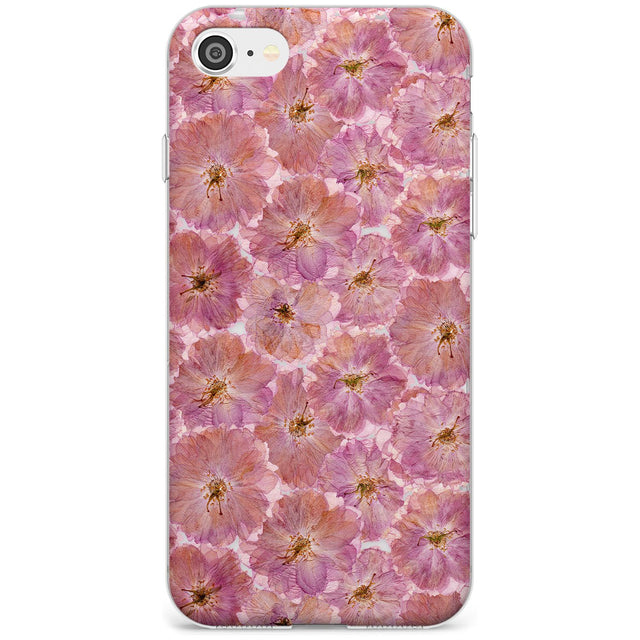 Large Pink Flowers Transparent Design Slim TPU Phone Case for iPhone SE 8 7 Plus