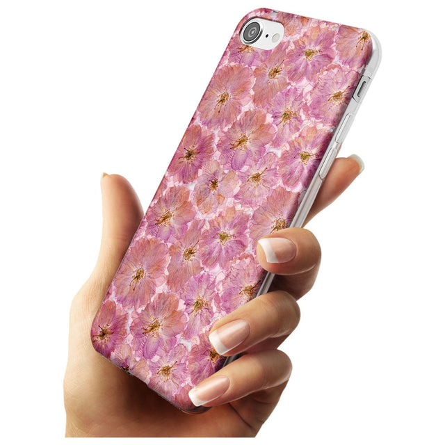 Large Pink Flowers Transparent Design Slim TPU Phone Case for iPhone SE 8 7 Plus