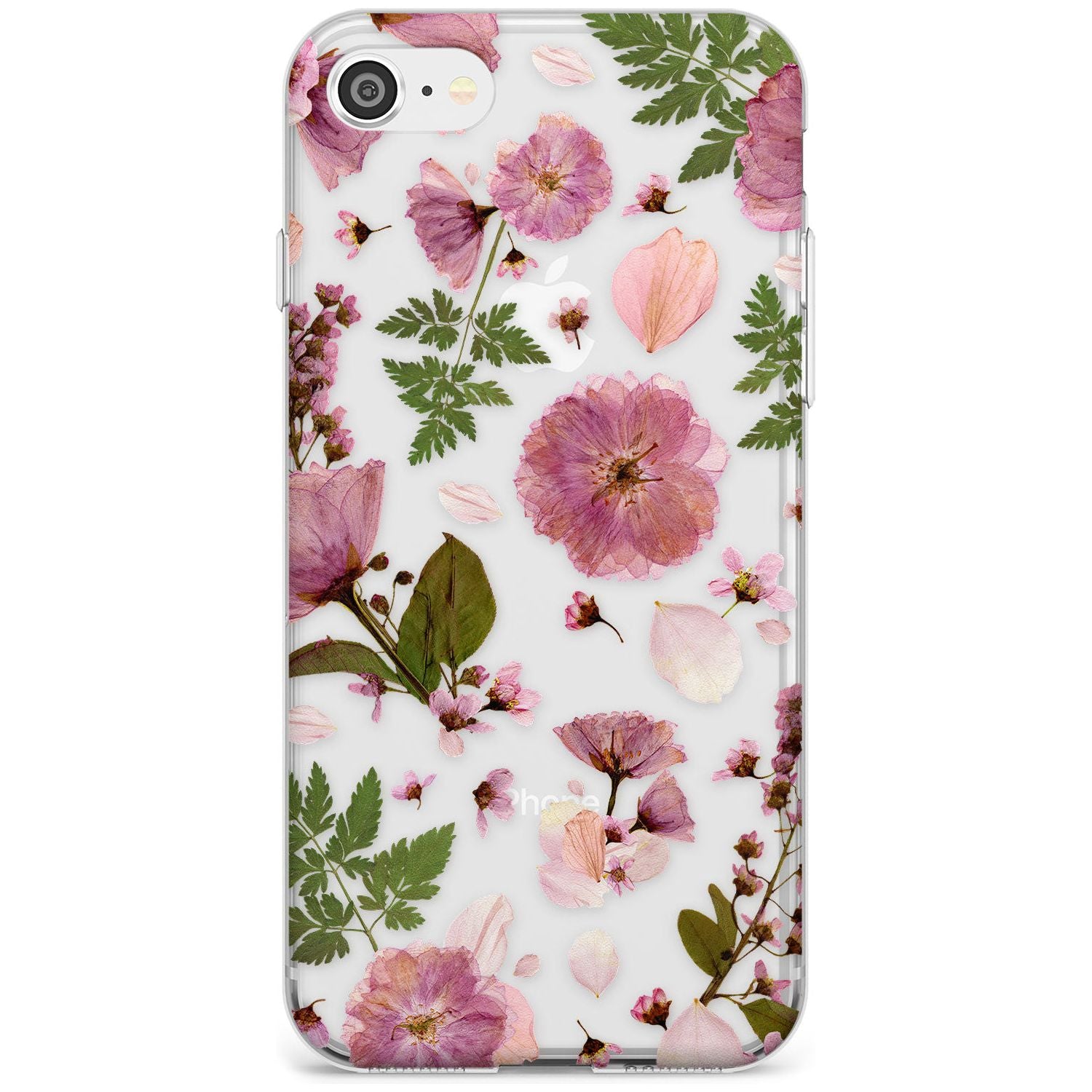 Natural Arrangement of Flowers & Leaves Design Slim TPU Phone Case for iPhone SE 8 7 Plus
