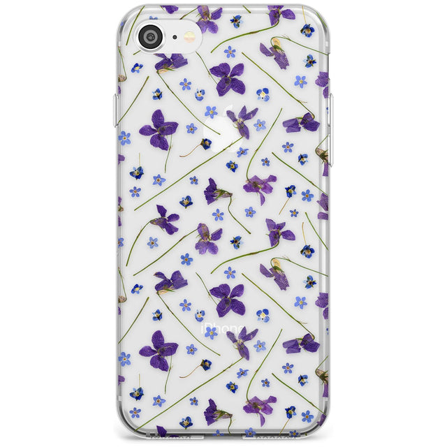 Violet & Blue Floral Pattern Design Slim TPU Phone Case for iPhone SE 8 7 Plus
