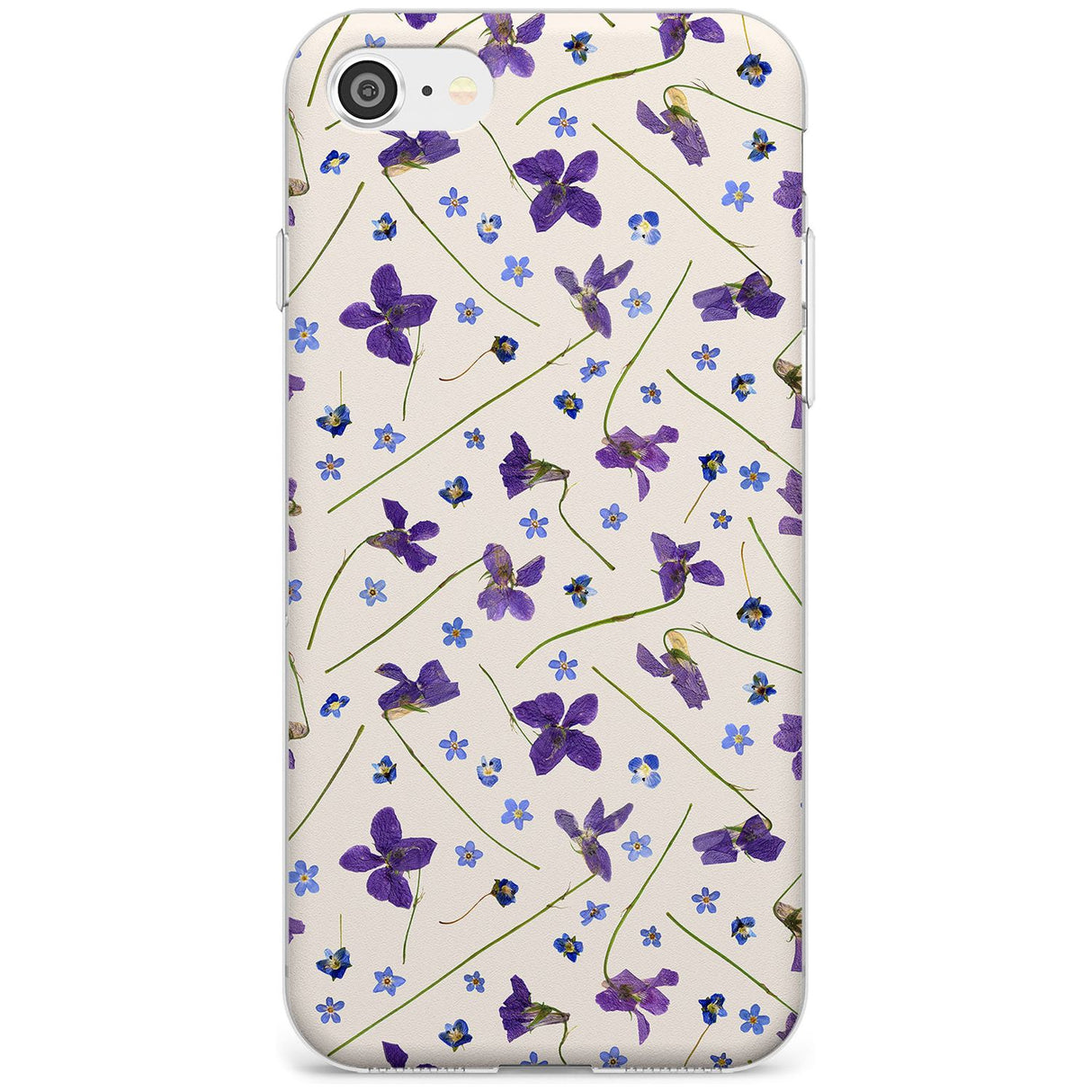 Violet Floral Pattern Design - Cream Slim TPU Phone Case for iPhone SE 8 7 Plus