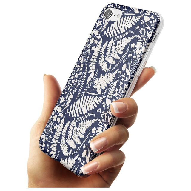 Wildflowers and Ferns on Navy Slim TPU Phone Case for iPhone SE 8 7 Plus