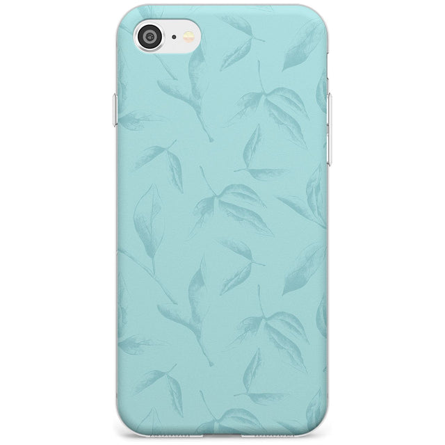 Blue Leaves Vintage Botanical Slim TPU Phone Case for iPhone SE 8 7 Plus