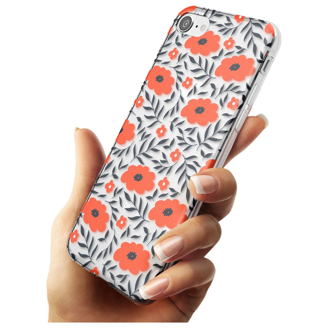 Red Poppy Transparent Floral Slim TPU Phone Case for iPhone SE 8 7 Plus