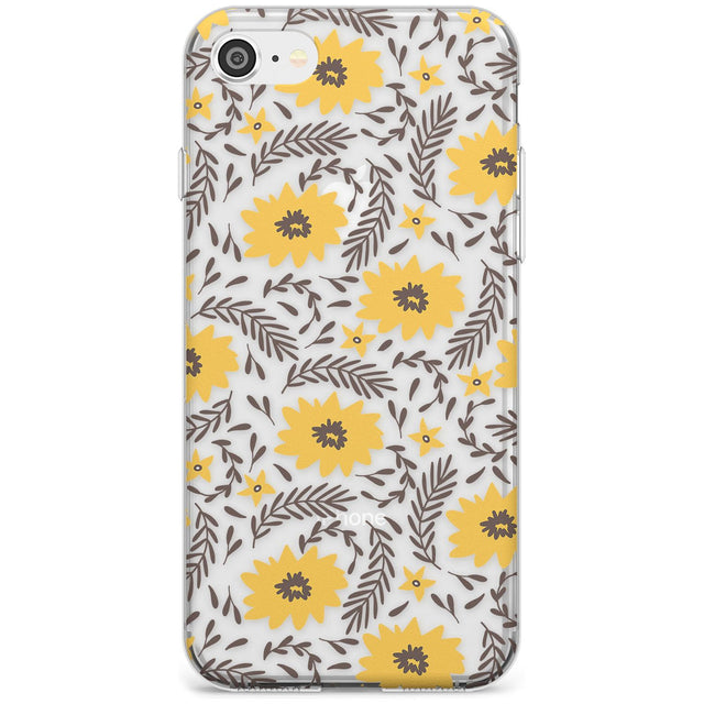 Yellow Blossoms Transparent Floral Slim TPU Phone Case for iPhone SE 8 7 Plus