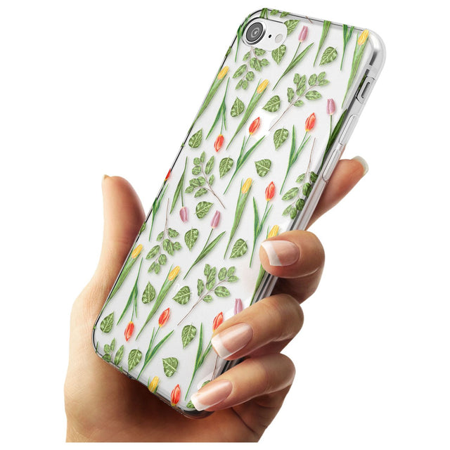 Spring Tulips Transparent Floral Slim TPU Phone Case for iPhone SE 8 7 Plus