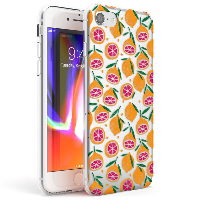 Blood Orange Fruit Pattern Transparent Phone Case iPhone 7/8 / Clear Case,iPhone SE / Clear Case Blanc Space