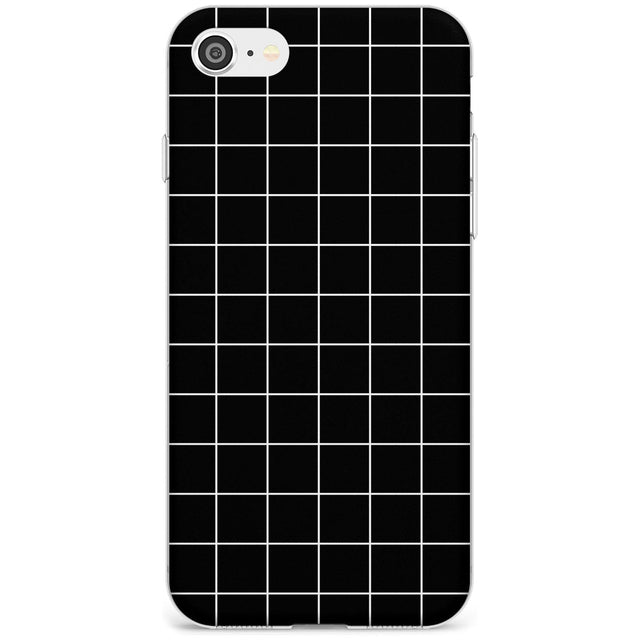Simplistic Large Grid Pattern Black Slim TPU Phone Case for iPhone SE 8 7 Plus