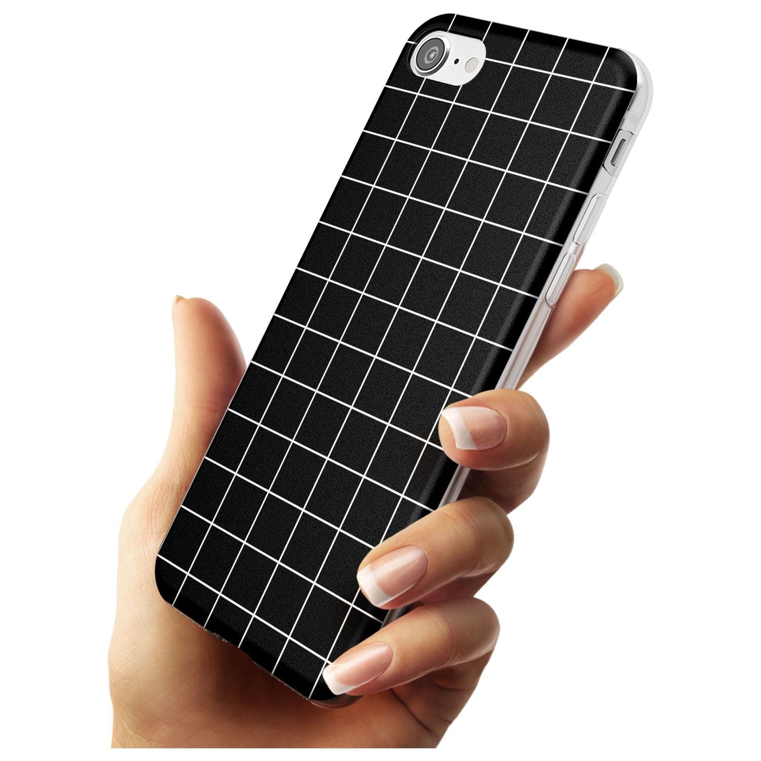 Simplistic Large Grid Pattern Black Slim TPU Phone Case for iPhone SE 8 7 Plus