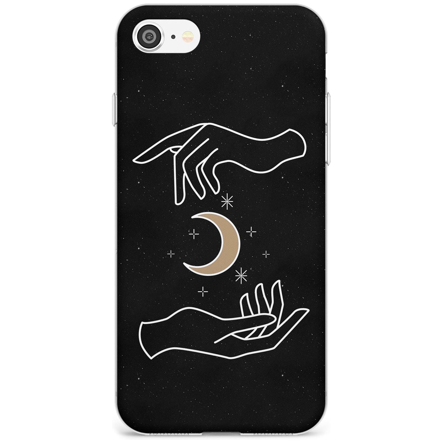 Hands Surrounding Moon Black Impact Phone Case for iPhone SE 8 7 Plus