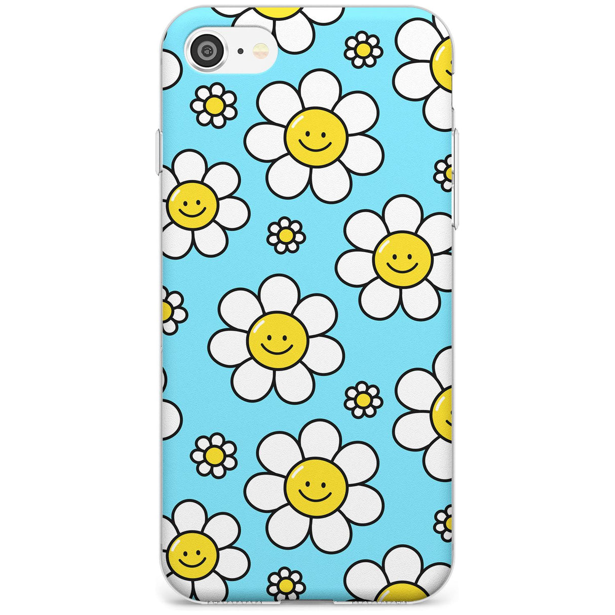 Daisy Faces Kawaii Pattern Phone Case iPhone SE / Clear Case,iPhone 7/8 / Clear Case Blanc Space