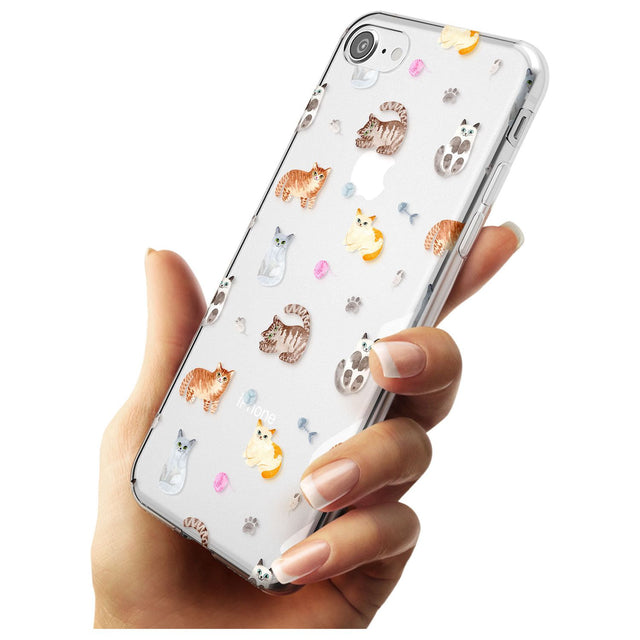 Cats with Toys - Clear Black Impact Phone Case for iPhone SE 8 7 Plus