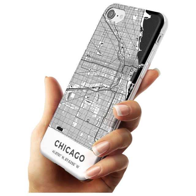Map of Chicago, Illinois Slim TPU Phone Case for iPhone SE 8 7 Plus