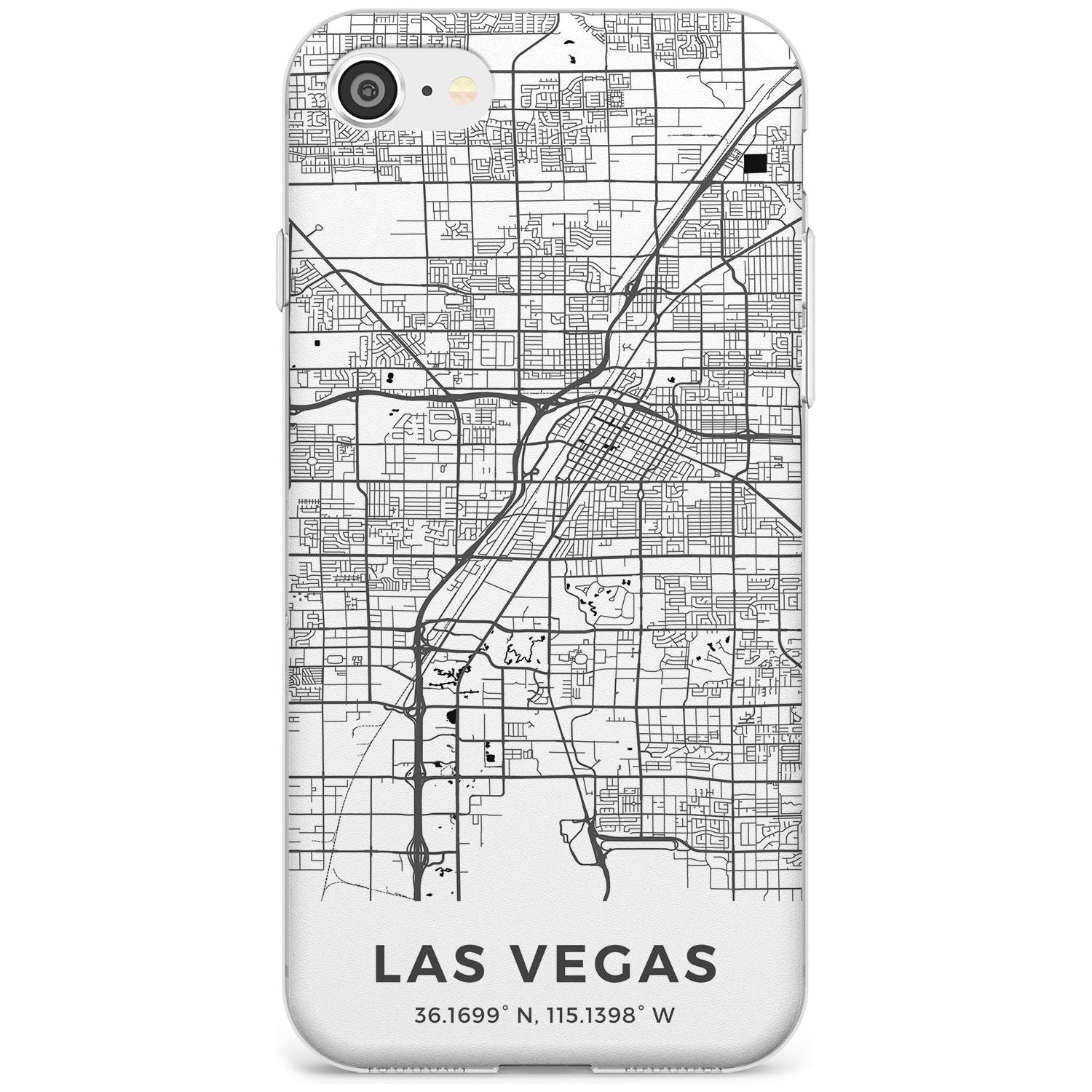 Map of Las Vegas, Nevada Slim TPU Phone Case for iPhone SE 8 7 Plus