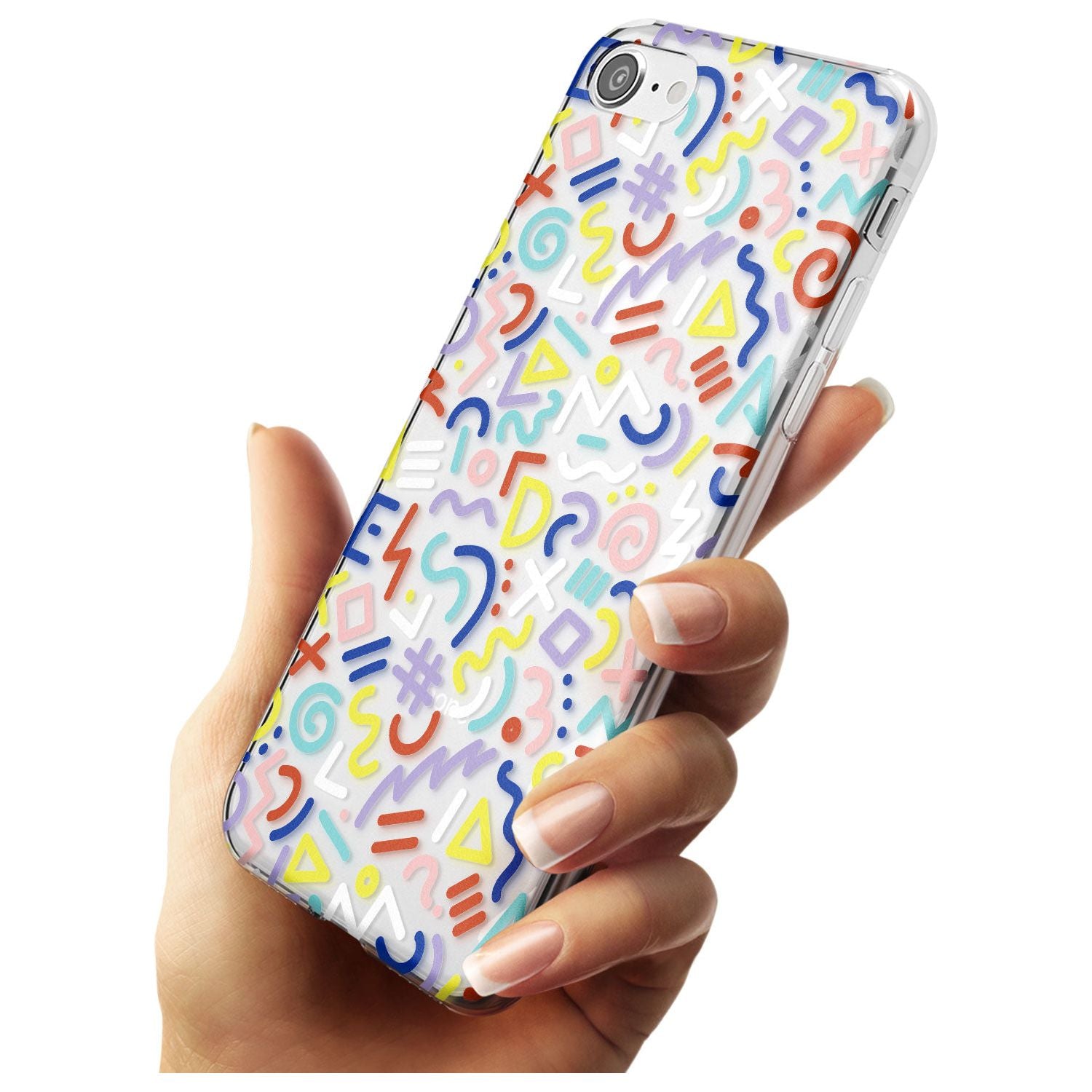 Colourful Mixed Shapes Retro Pattern Design Slim TPU Phone Case for iPhone SE 8 7 Plus