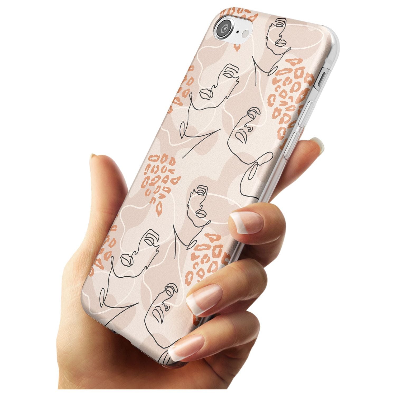 Leopard Print Stylish Abstract Faces Slim TPU Phone Case for iPhone SE 8 7 Plus