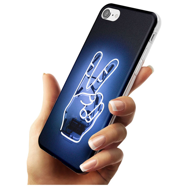 Peace Sign Hand Neon Sign Slim TPU Phone Case for iPhone SE 8 7 Plus